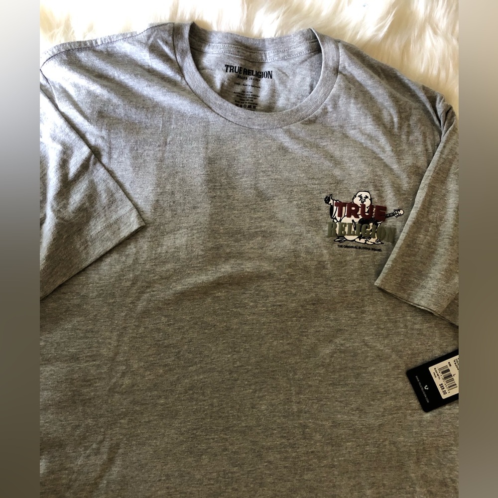 New True Religion Gray T-shirt Size M (front and back logos)